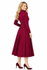Burgundy Belted Long Sleeve Pleated Midi Trench Dress