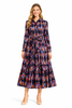 Ocean Ikat Shirt Dress with Flounce Hem Skirt