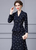 Princess Kate Inspired Peplum Jacket & Flared Midi Skirt Suit in Navy