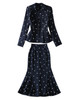 Princess Kate Inspired Peplum Jacket & Flared Midi Skirt Suit in Navy