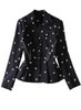 Princess Inspired Peplum Jacket & Flared Midi Skirt Suit in Navy