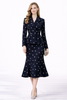 Princess Kate Inspired Peplum Jacket & Flared Midi Skirt Suit in Navy