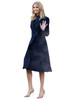 Ivanka Inspired Notched Collar Mid-Length Coat in Navy