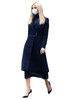 Ivanka Inspired Notched Collar Mid-Length Coat in Navy