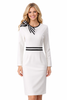 Striped Bow-Tie Contrast Waist Sheath Midi Dress