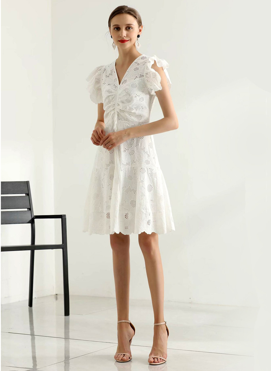 Whisper Straight Neck Fit & Flare Dress Summer White | French Connection US