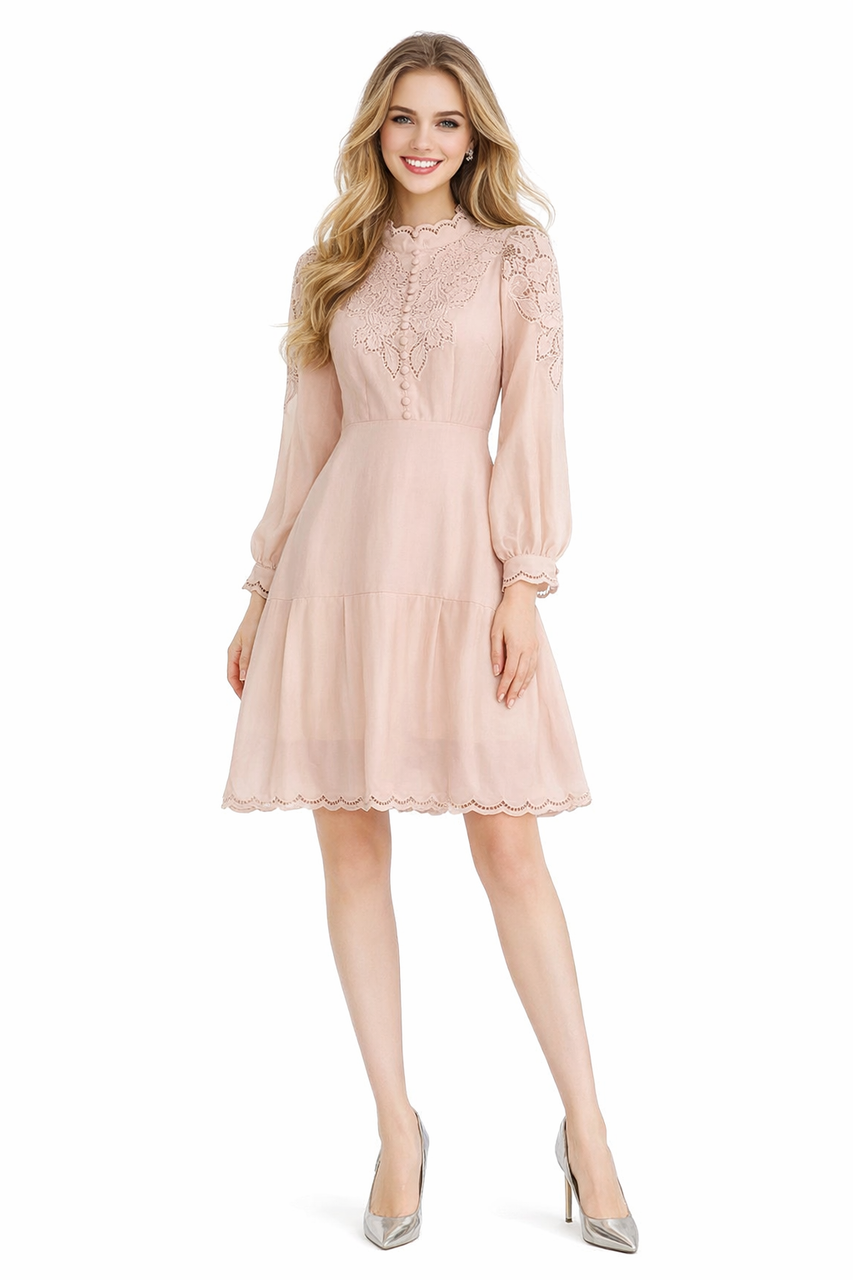 white chiffon lace dress Chiffon A Line Long Sleeves Lace Beach Wedding Dress PW365