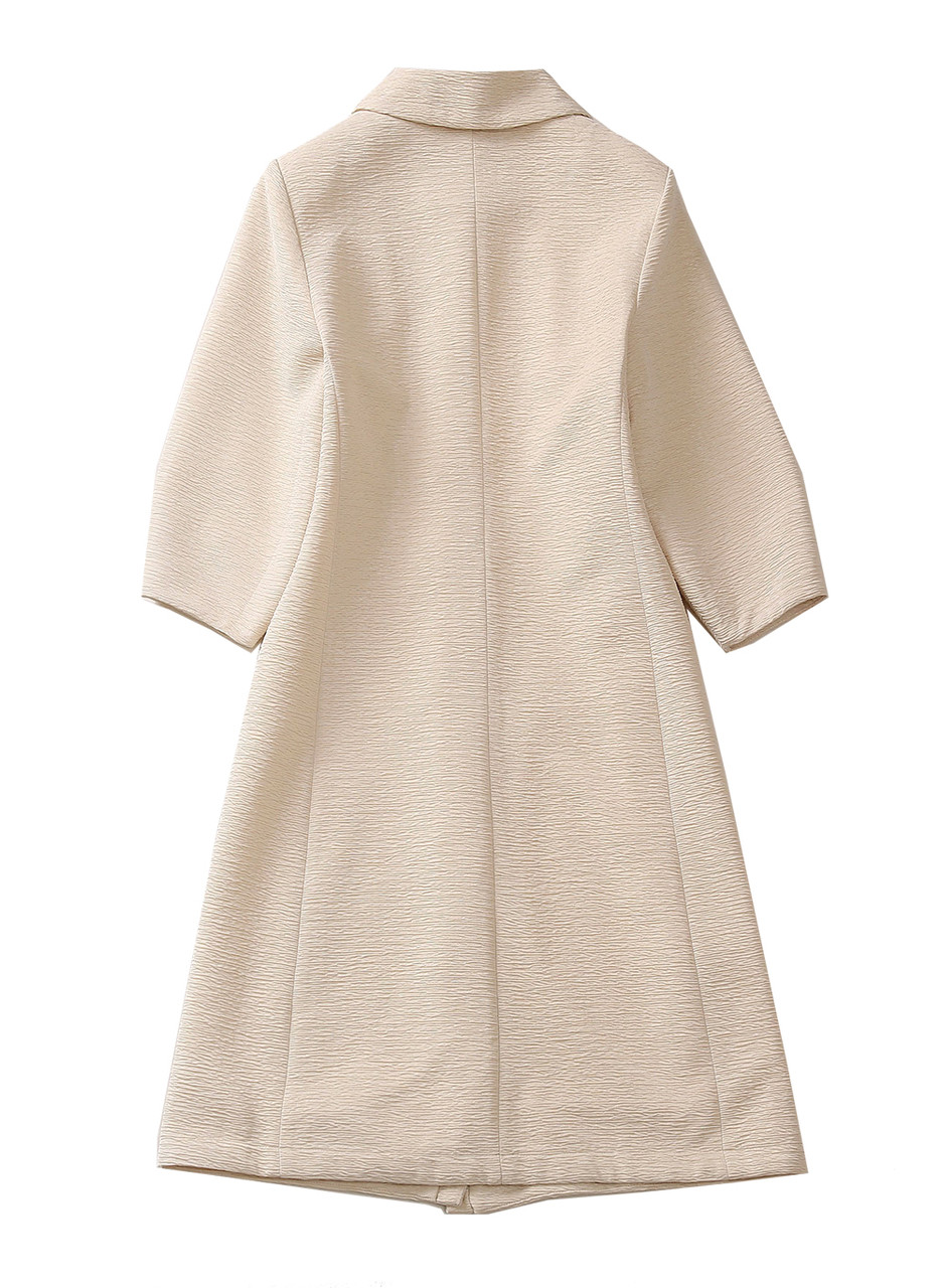 Amal Clooney Cinched Waist Quarter Sleeve A-line Dress in Cream
