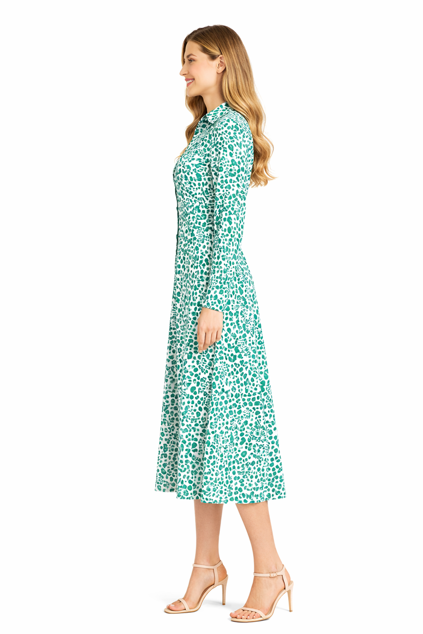 green silk leopard print dress Womens Lipsy Green Animal Leopard Print Tie Waist Collared Midi Satin Shirt Dress 8
