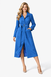 Dark Blue Belted Utility Midi Coat Inspired by Kate Mdiddleton