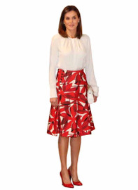 Regal Pintuck Blouse and Abstract Print Skirt Set