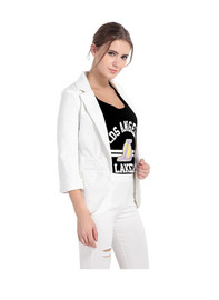 Effortless Chic with Open Front Smart Casual White Blazer