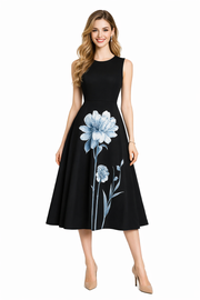 Floral Empire Waist Fit-and-Flare Midi Dress