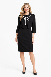 Black Cocktail Jacket and Sleeveless Sheath Dress Set