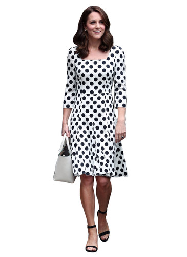Polka Dot Square Neck Fit-and-Flare Midi Dress - Princess Catherine Inspired