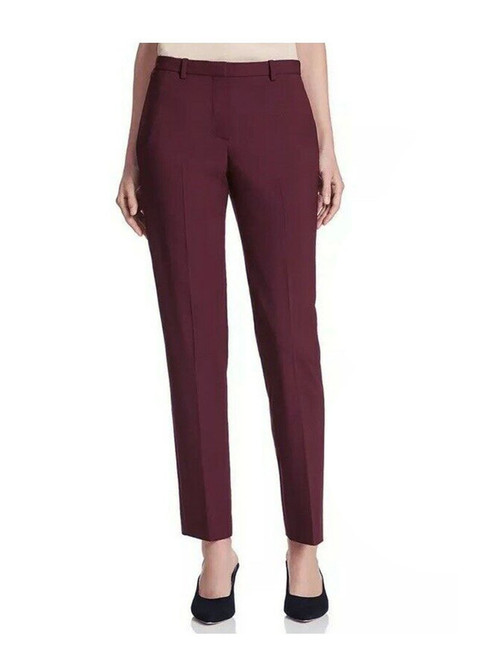 Burgundy Mid-Rise Ankle Length Crop Trousers