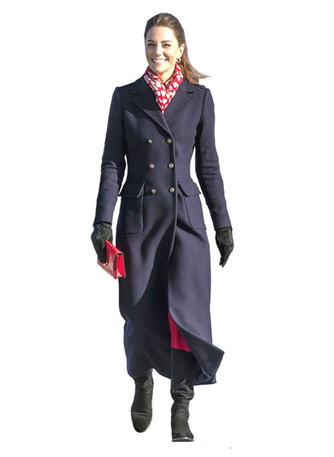 Military-Inspired Deep Navy Double-Breasted Longline Coat