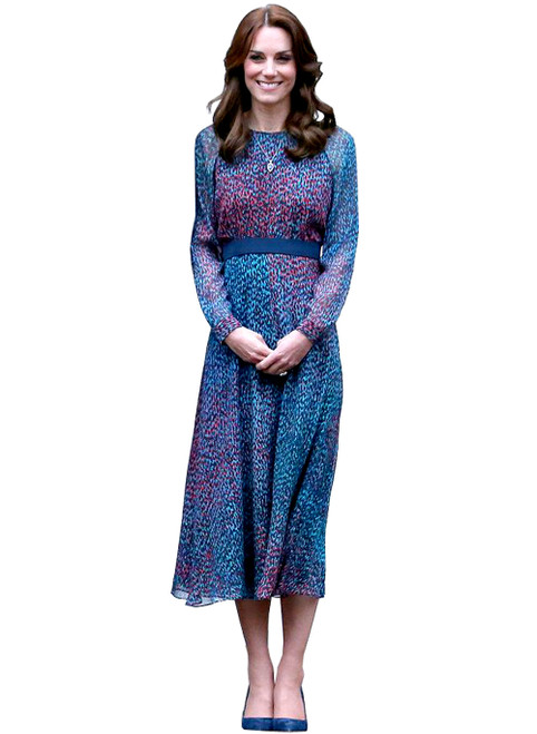 Multicolored Abstract Print Pleated Belted Fit-and-Flare Dress
