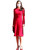 Bright Red Piped Sheath Pencil Dress with Keyhole Neckline