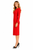 Bright Red Piped Keyhole Sheath Dress