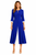 Navy V-Neck Midi Dress with Contrast Pleats