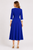 Navy V-Neck Midi Dress with Contrast Pleats