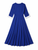 Navy V-Neck Midi Dress with Contrast Pleats