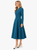 Teal Swan-Neck Fit And Flare Midi Dress Coat