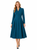 Teal Swan-Neck Fit And Flare Midi Dress Coat