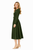 Long Sleeved Button Midi Slit Dress in Dark Green
