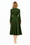 Dark Green Belted Button-Detail Midi Dress