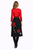 Red Pintuck Blouse & Black Poppy-Print A-line Skirt Co-ord Set