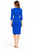 Royal Blue Puffed-Shoulder Sheath Midi Dress