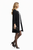Black Collarless Cocoon Coat with Oversized Pockets