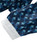 Dark Blue Geo-Print Belted Midi Dress with White Collar