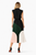 Black Chiffon Top and Colourblock Pleated Midi Skirt Set