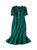 Vintage-inspired Forest Green Button Front Crepe Midi Dress