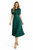 Forest Green Bow-Neck Button-Front Silk Midi Dress