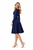 Dark Blue Round Neck Belted Fit and Flare A-line Dress