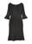 Black Asymmetric-Neck Fitted Midi Dress