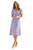 Lavender Floral Midi Dress with V-neck and Short Sleeves