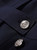 Navy Military-Style Blazer & A-line Midi Skirt Set