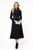 Navy military blazer and A-line midi skirt set – front view