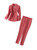 Double-breasted Blazer & Slim-leg Cropped Trousers Set in Coral