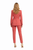 Double-breasted Blazer & Slim-leg Cropped Trousers Set in Coral