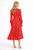 Red Polka Dot Pussy-Bow Pleated Midi Dress