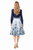 Deep Blue Satin Blouse & Floral Print High Waist Skirt Set