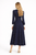 Navy Polka Dot Button-Down Midi Shirt Dress in Long Length