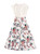 Floral Mock Two-Piece V-neck Dress with High-Rise and Flared Skirt