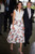 Queen Letizia of Spain in floral skirt and white top